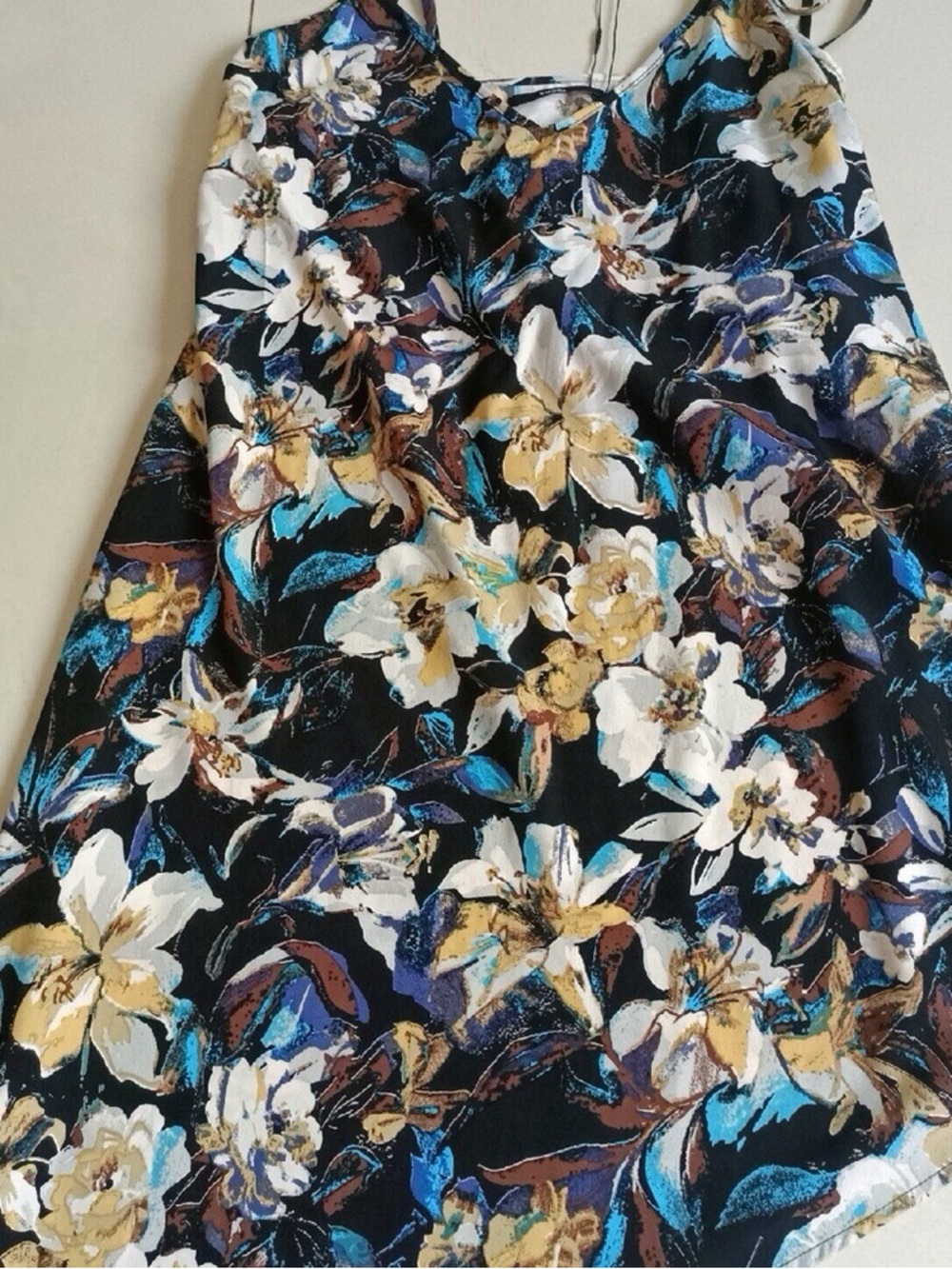 Floral A-Line Skirt in Black, White & Gold Accent